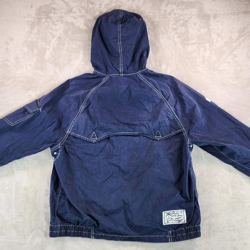 Polo Ralph Lauren Jacket Mens Large Blue Hooded Swimwear Windbreaker Full Zip